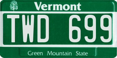 VT license plate TWD699