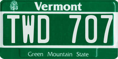 VT license plate TWD707