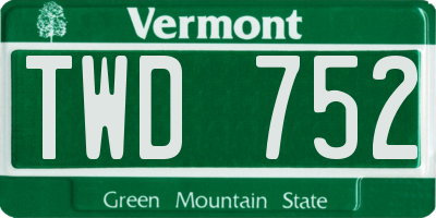 VT license plate TWD752