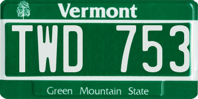 VT license plate TWD753