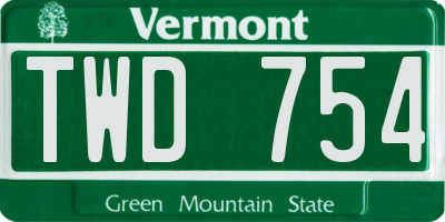 VT license plate TWD754