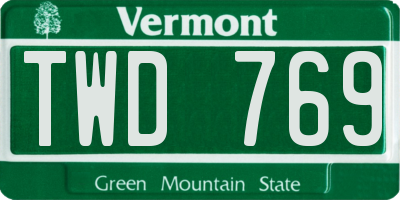 VT license plate TWD769