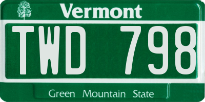 VT license plate TWD798
