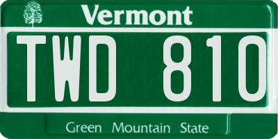 VT license plate TWD810