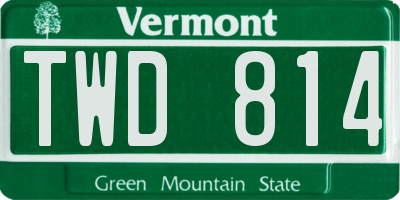 VT license plate TWD814