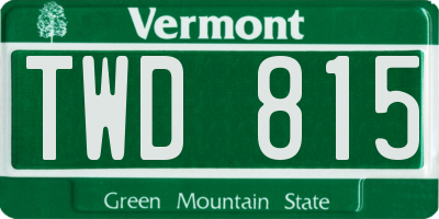 VT license plate TWD815