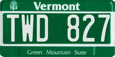 VT license plate TWD827
