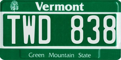 VT license plate TWD838