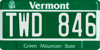 VT license plate TWD846