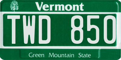 VT license plate TWD850