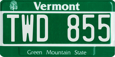 VT license plate TWD855