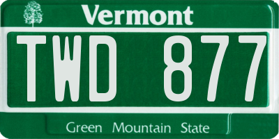 VT license plate TWD877
