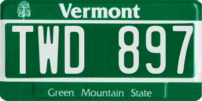 VT license plate TWD897