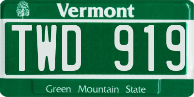 VT license plate TWD919