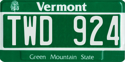 VT license plate TWD924