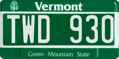 VT license plate TWD930