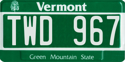 VT license plate TWD967