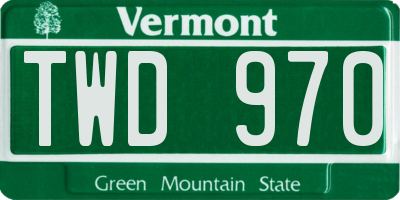 VT license plate TWD970