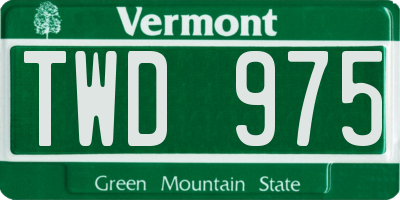 VT license plate TWD975
