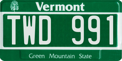 VT license plate TWD991