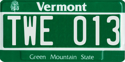VT license plate TWE013