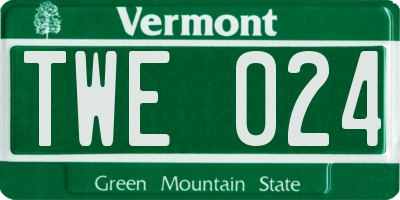 VT license plate TWE024