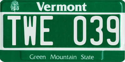 VT license plate TWE039
