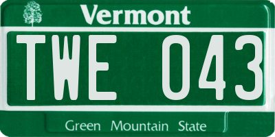 VT license plate TWE043