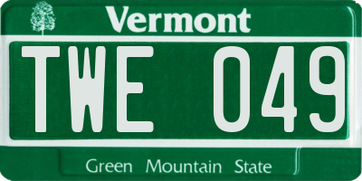 VT license plate TWE049