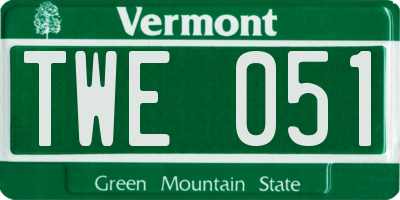VT license plate TWE051