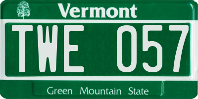 VT license plate TWE057