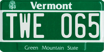VT license plate TWE065