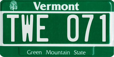 VT license plate TWE071