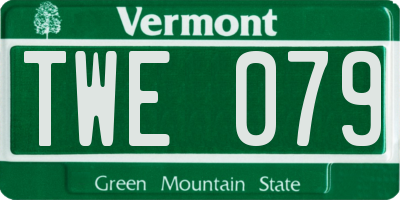 VT license plate TWE079