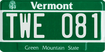 VT license plate TWE081