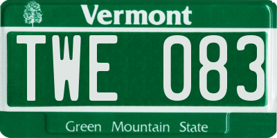 VT license plate TWE083