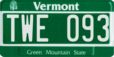 VT license plate TWE093