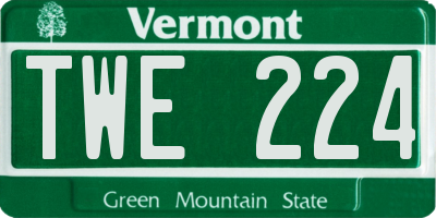 VT license plate TWE224
