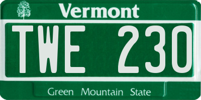 VT license plate TWE230