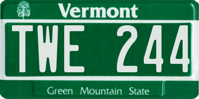 VT license plate TWE244