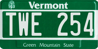 VT license plate TWE254
