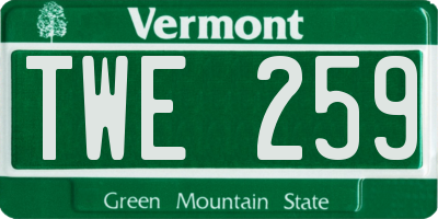 VT license plate TWE259