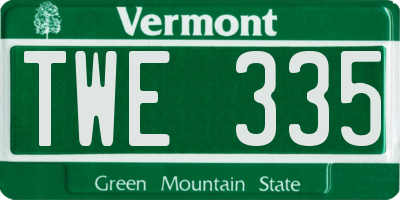 VT license plate TWE335