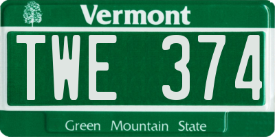 VT license plate TWE374