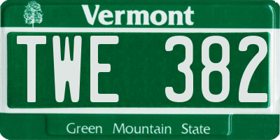VT license plate TWE382
