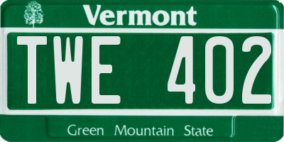 VT license plate TWE402