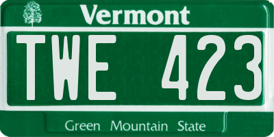 VT license plate TWE423