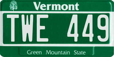 VT license plate TWE449