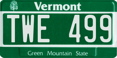VT license plate TWE499