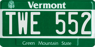 VT license plate TWE552